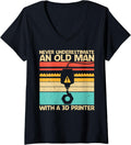 Womens Cool 3d Print Design For Grandpa Printer Lover Printing V Neck Apparel Clean Design