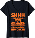 Womens Shh I M Doing Constructional Work 3d Printer Men Printing V Neck Apparel Minimal Style