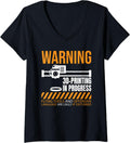 Warning 3d Printing In Progress Printer V Neck Apparel Premium Print 5