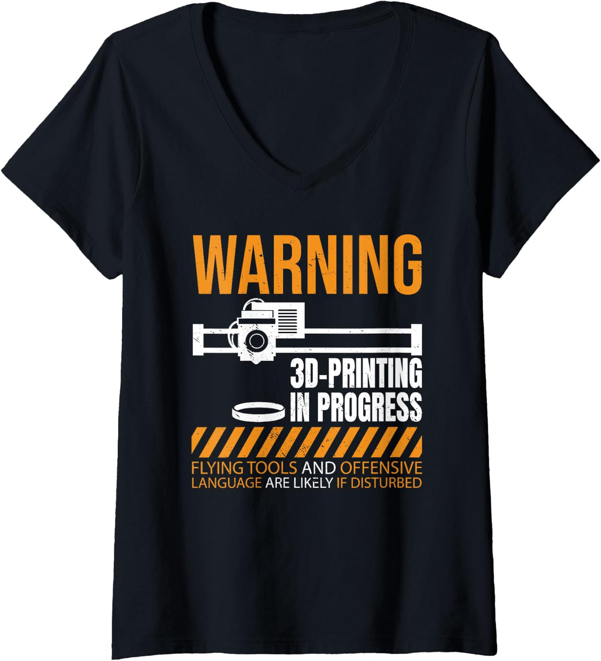 Warning 3d Printing In Progress Printer V Neck Apparel Premium Print 5