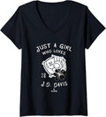 Womens A Girl Who Loves JD Davis New York Baseball Player V Neck