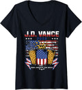 Womens JD Vance 2028 for President Make America Fun Again US Flag V Neck