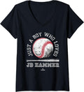 Womens Boy Who Loves JD Hammer Prospect Baseball Fan Gear V Neck