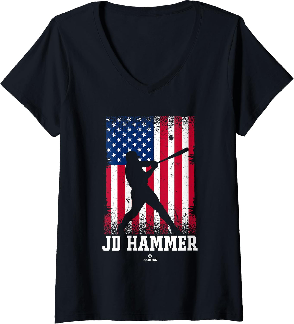 Womens American Flag Swing JD Hammer Prospect Baseball Fan Gear V Neck