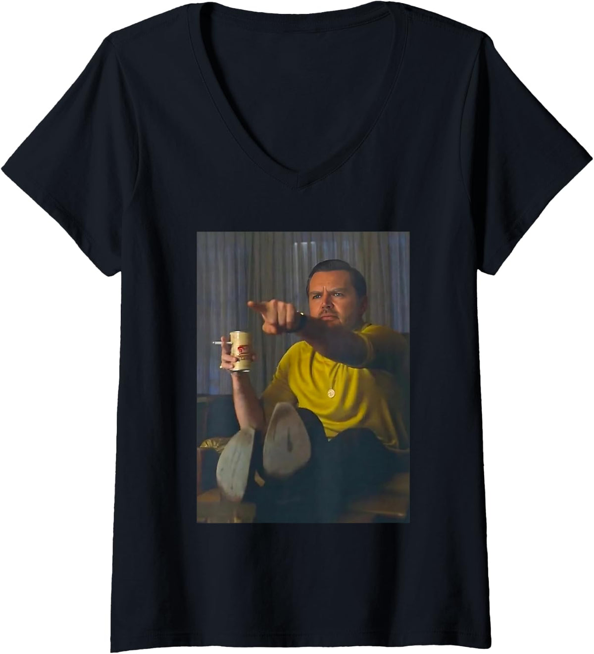 Womens Funny JD Vance Smoking Pointing Political Meme V Neck