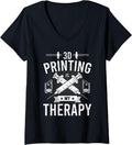 Womens 3d Printing Is My Therapy Printer Lovers V Neck Apparel Gift Ready