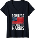 Womens Printers For Harris 2024 Shirts President Election V Neck T Shirt US Trend