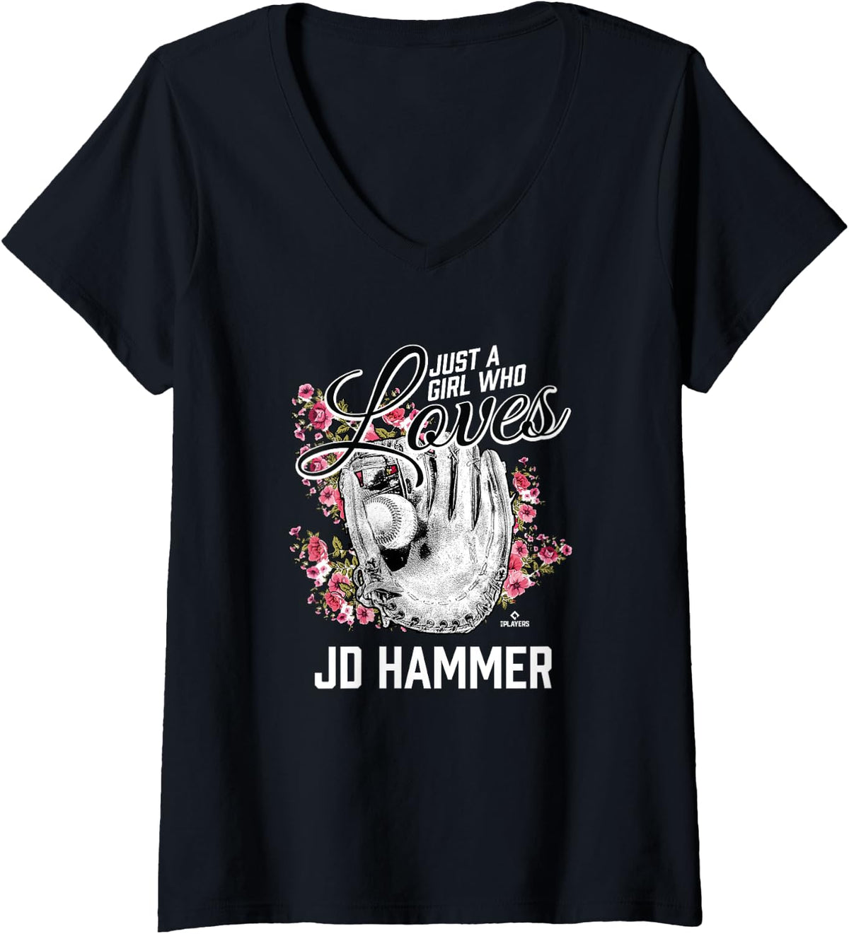 Womens Just a Girl Who Loves JD Hammer Prospect Baseball Fan Gear V Neck