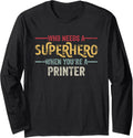 Funny Printer Superhero Vintage Tee For Men Dad Long Sleeve T Shirt Everyday Wear