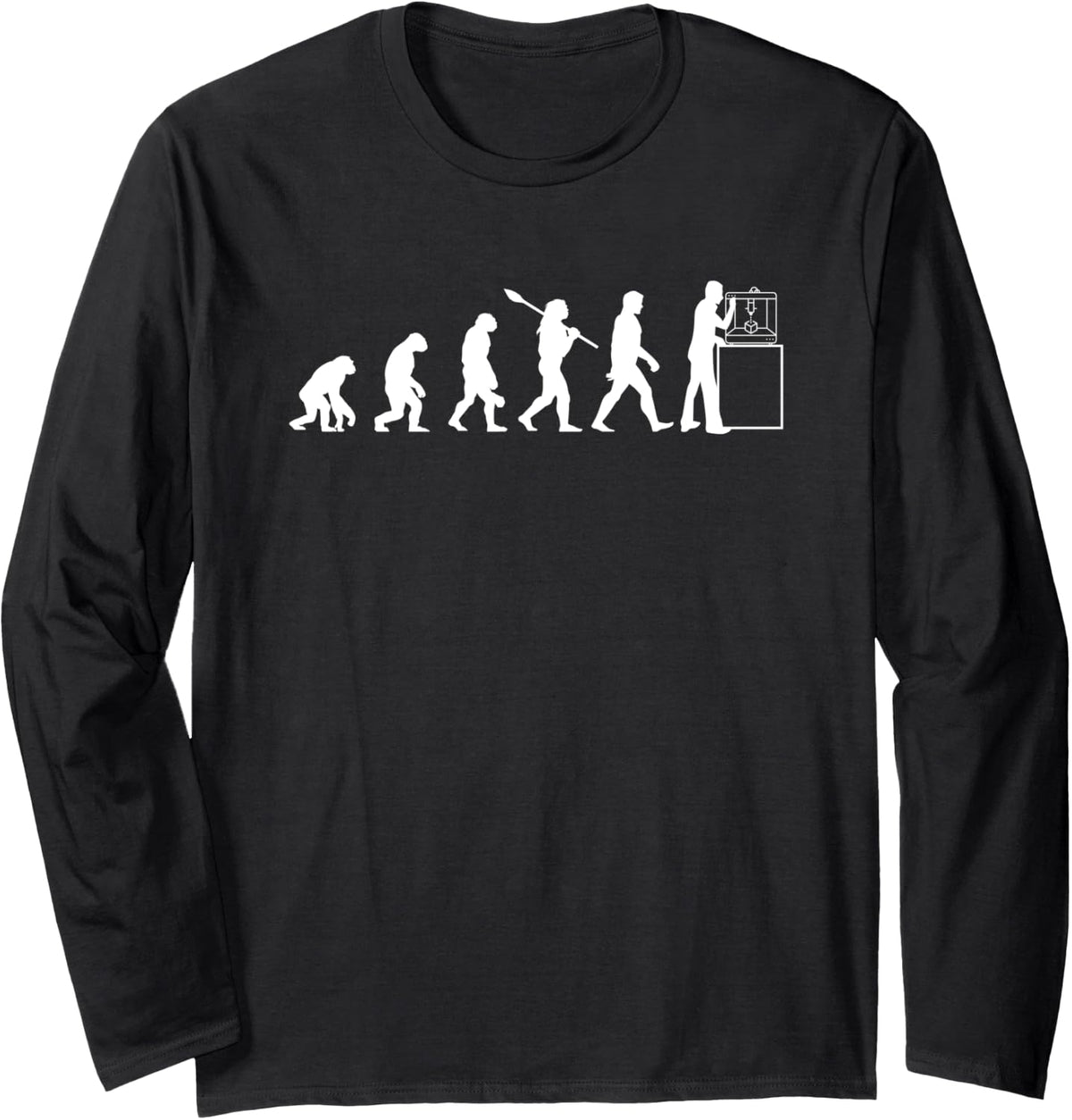 3d Printing Human Evolution Silhouette Printer Lovers Long Sleeve Apparel Clean Design