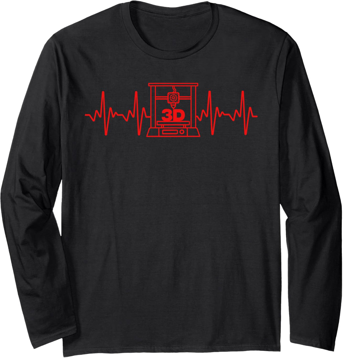 Funny 3d Printer Heartbeat Art For Men Women Printing Lover Long Sleeve Apparel Premium Print