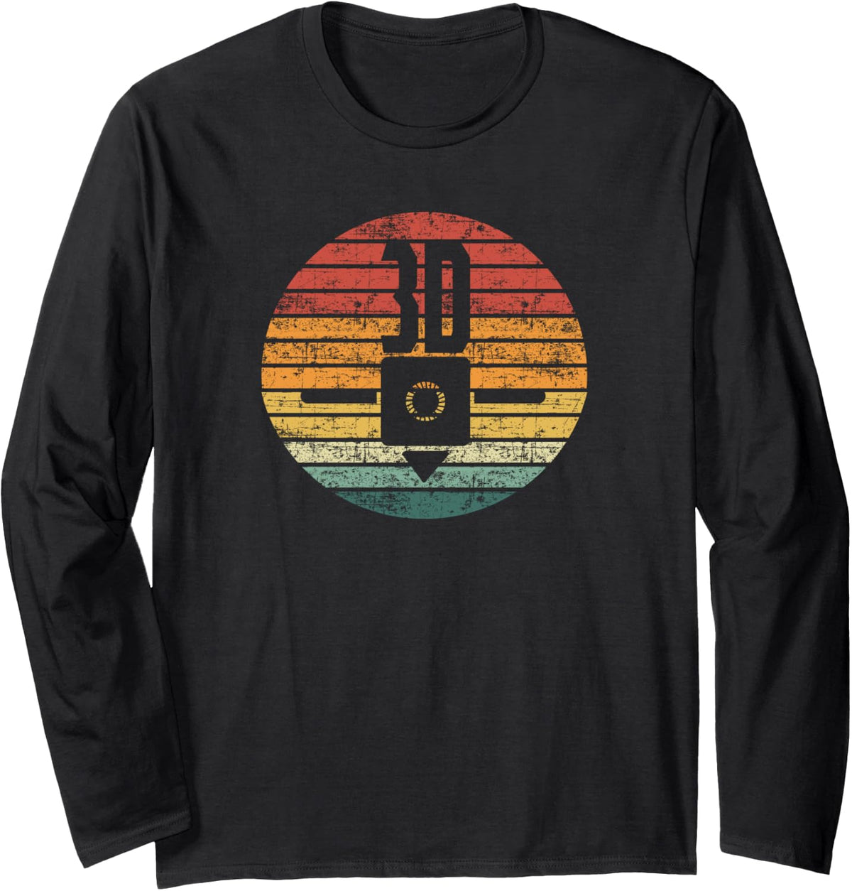 Vintage 3d Printing Sunset Design For Printer Makers Long Sleeve Apparel Gift Ready 3