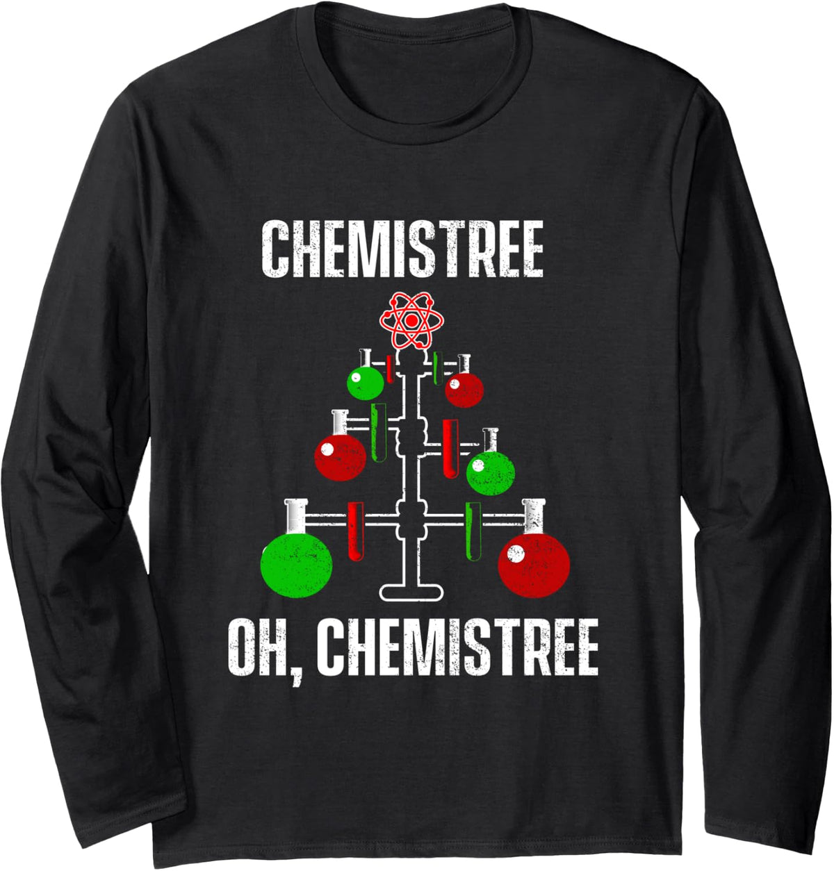 Oh Chemist Tree Chemistree Pun Science Chemistry Xmas Gift Long Sleeve Apparel Clean Design