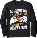 3d Printing It S Like Knitting Print Funny Printer Long Sleeve Apparel Gift Ready