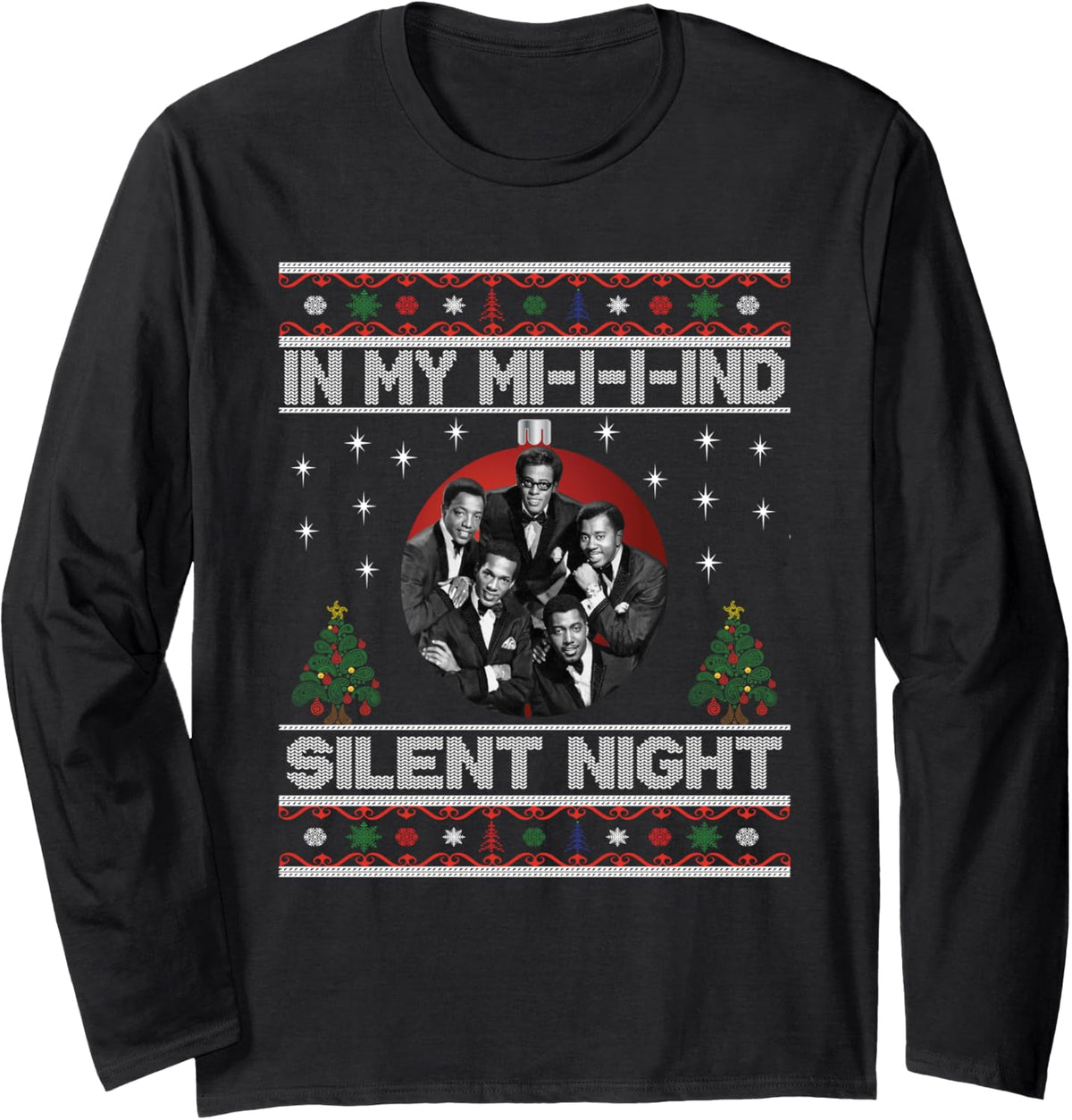 In My Mind Silent Night Ugly Christmas Xmas Sweater Top Long Sleeve Sweater Everyday Wear
