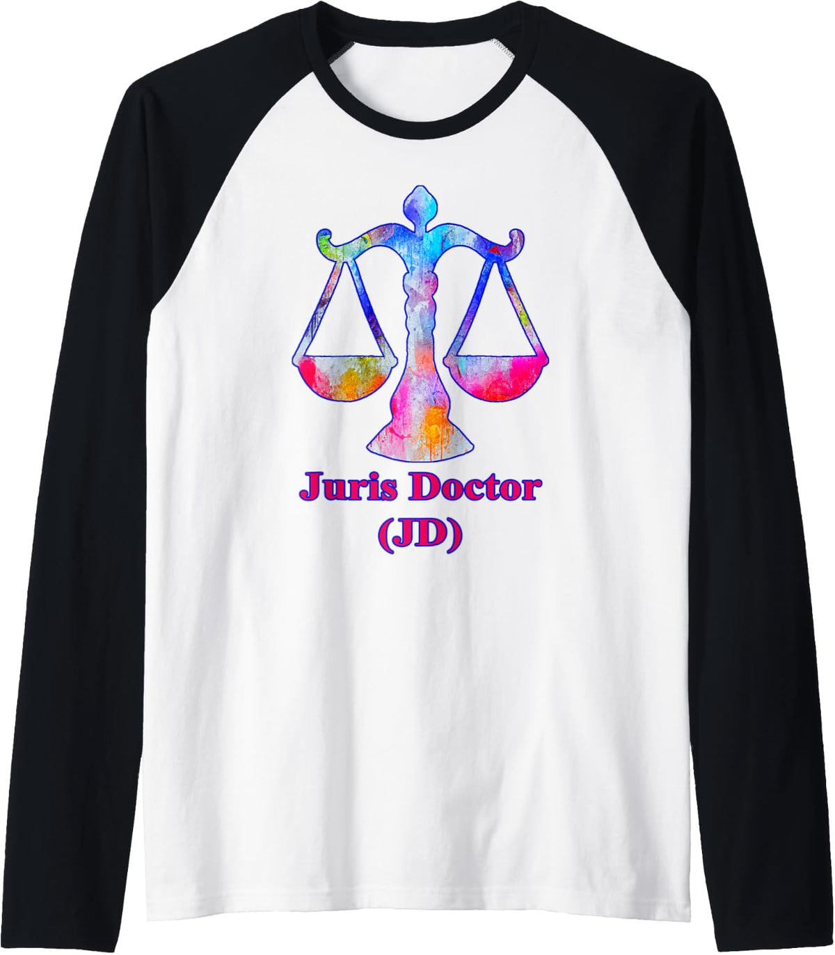 Juris Doctor JD Legal Law Degree Lawyer s Scales Of Justice Raglan Baseball Tee