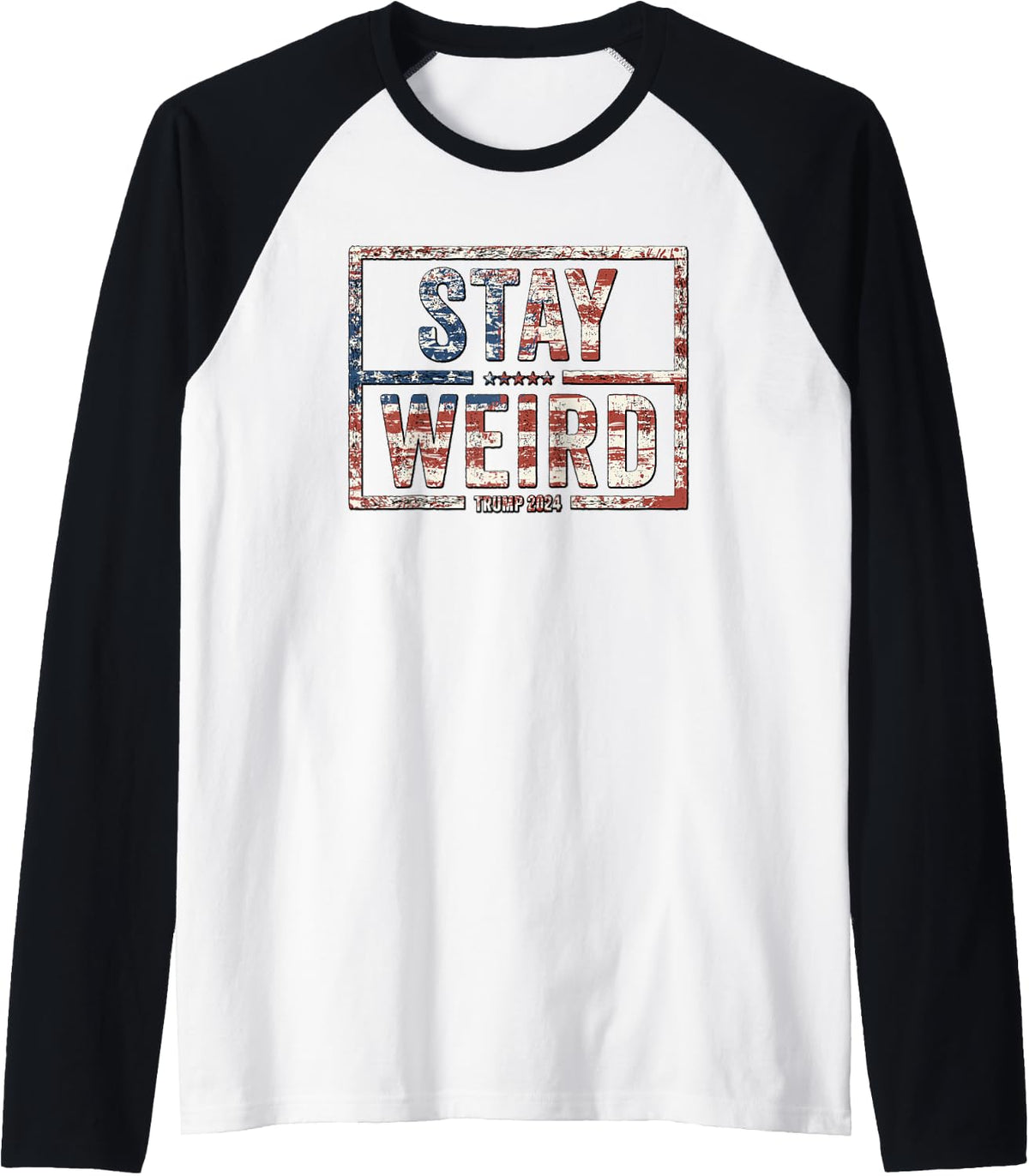 Stay Weird Trump 2024 Donald JD Vance American Flag Raglan Baseball Tee