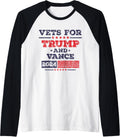 Vets For Donald Trump J D Vance 2024 Veterans Raglan Baseball Tee