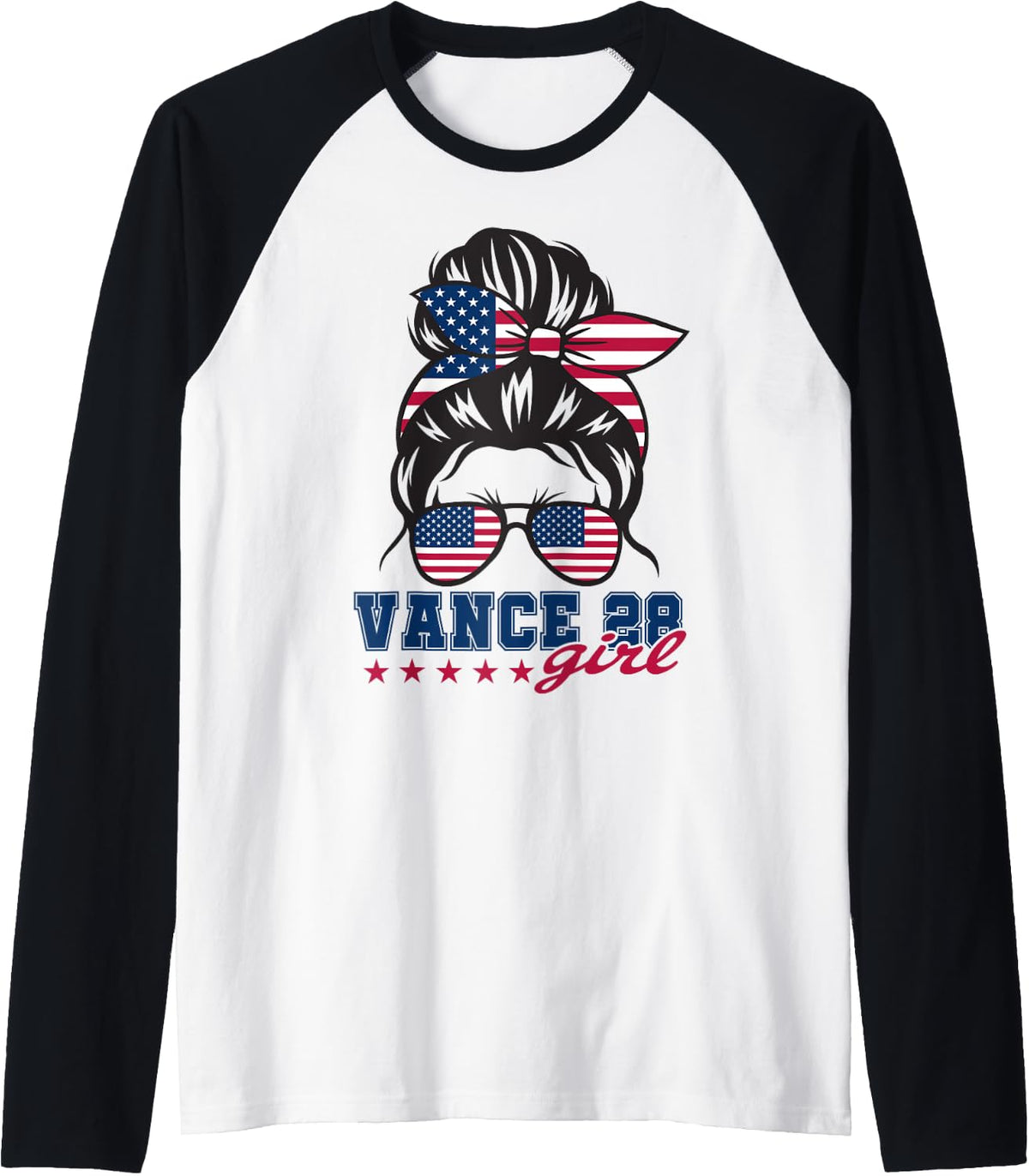 JD Vance Girl Election 2028 Messy Bun Hair Raglan Baseball 2
