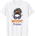 Messy Bun Witchy Printer Halloween Apparel Clean Design