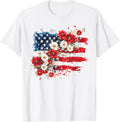 4th of July Floral American Flag Wildflowers Patriotic Shirt for Women 193