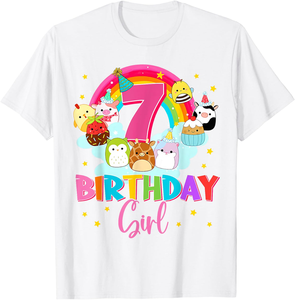 Happy 7th Birthday Plush Marshmallow Girls Kids Cute Design 283