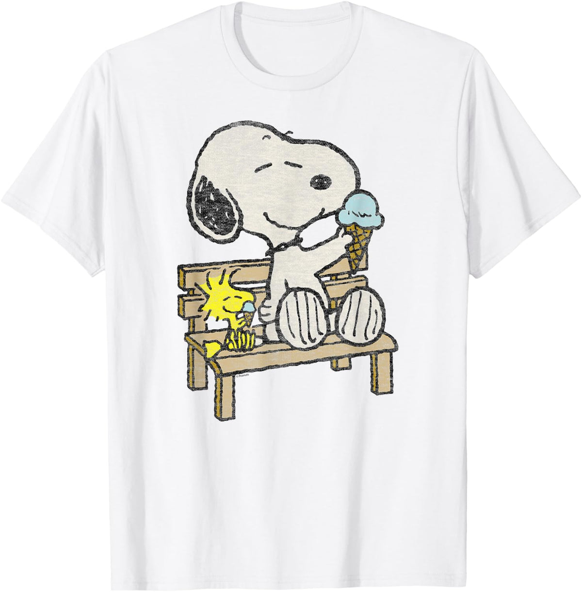 Bench Cute Cartoon Dog and Bird Retro Shirt 168