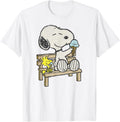 Bench Cute Cartoon Dog and Bird Retro Shirt 5