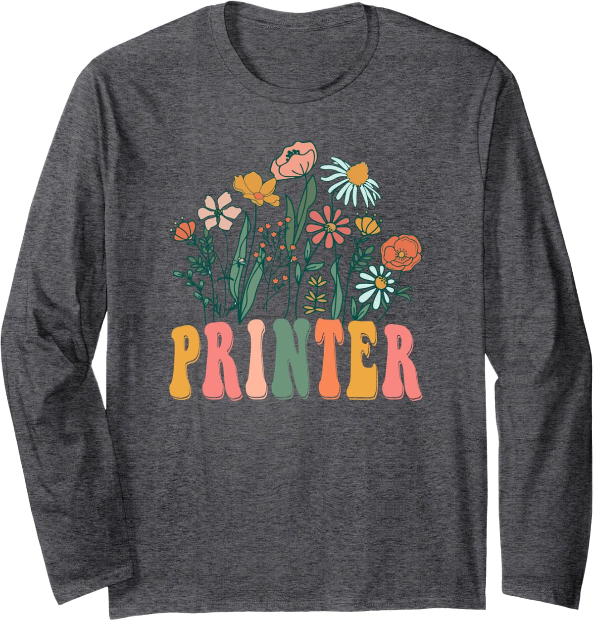 Retro Groovy Floral Printer Wildflower Tees For Women Long Sleeve T Shirt Clean Design 2