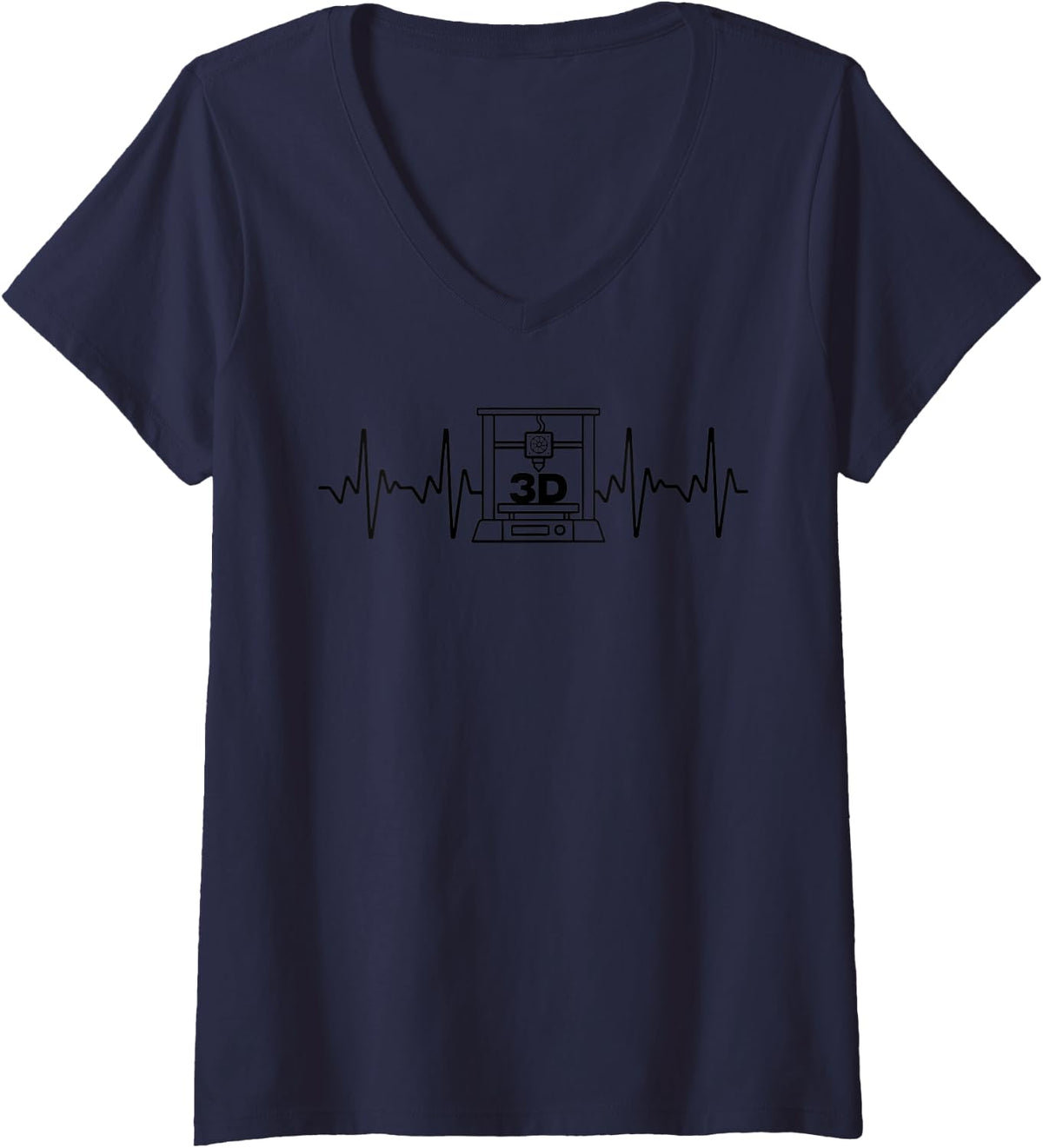 Womens Funny 3d Printer Heartbeat Art For Men Women Printing Lover V Neck Apparel Minimal Style 2