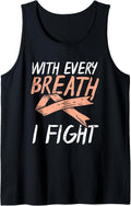 With Every Breath I Fight Uterine Cancer Peach Ribbon Gift Tank Top