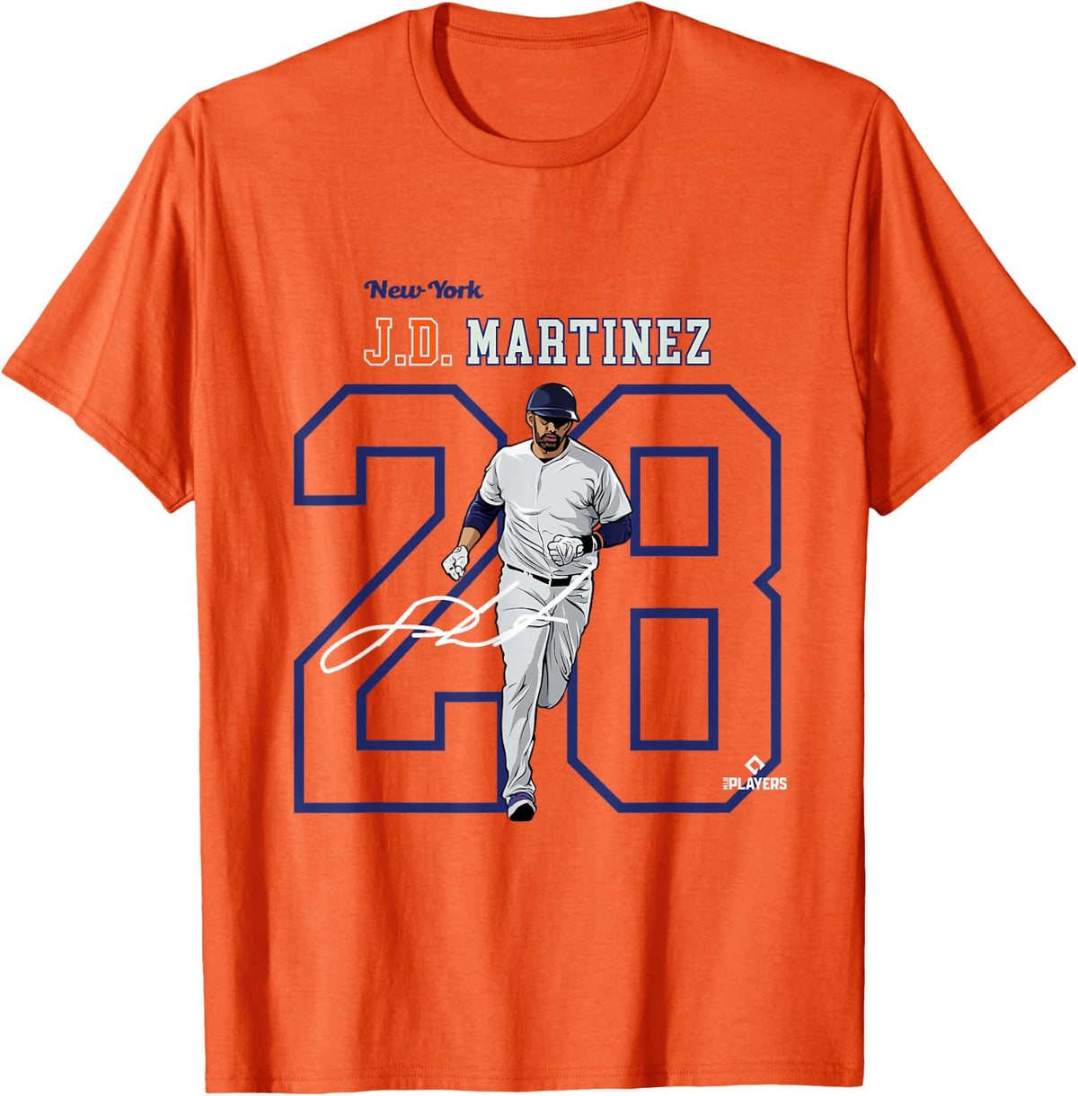 License Champs J D Martinez New York Baseball Players MLBMMR3004 Orange Short Sleeve Modern Casual Round 2