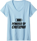 Womens Powered By Chutzpah Funny Yiddish Jewish V Neck Apparel Minimal Style