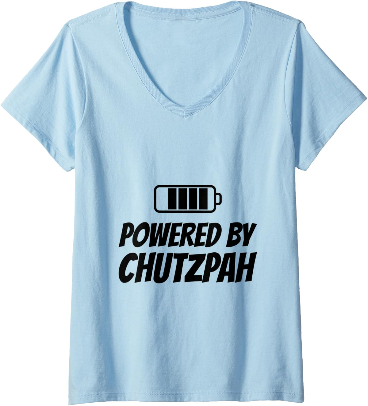 Womens Powered By Chutzpah Funny Yiddish Jewish V Neck Apparel Minimal Style