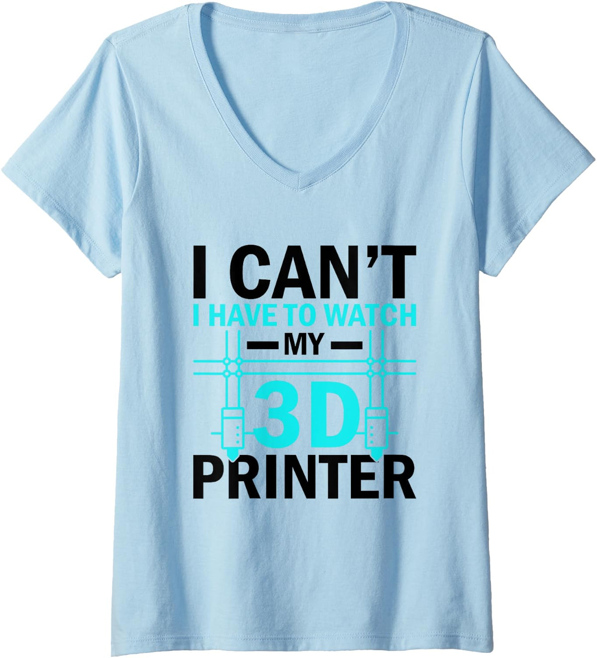 Womens 3d Printing Printer V Neck Apparel Gift Ready