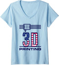3d Printing American Usa Flag I Love Printers Patriotic V Neck Apparel Everyday Wear
