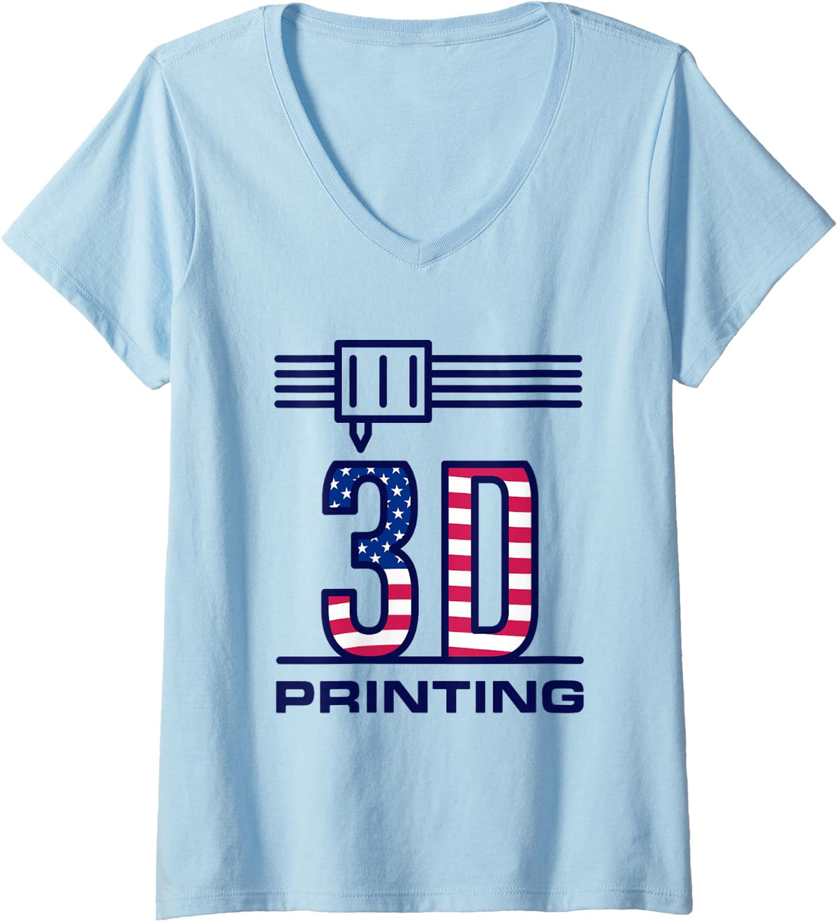 3d Printing American Usa Flag I Love Printers Patriotic V Neck Apparel Everyday Wear