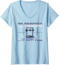 Womens 3d Printing Is My Happy Place Funny Women Love V Neck Apparel US Trend
