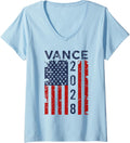 Womens Vance 2028 President Election Campaign US Flag Vintage V Neck