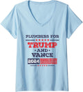 Womens Plumbers For Donald Trump J D Vance 2024 Plumber V Neck