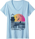 Shark Attack Island Welcomes You Sunset V-Neck for Women 19