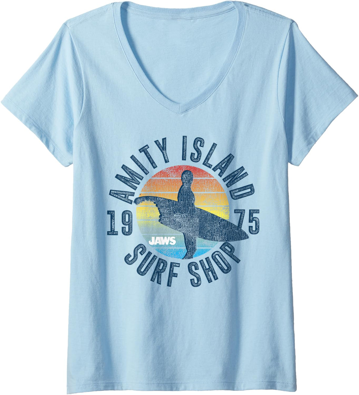 Shark Attack Island Surf Board V-Neck for Women 40