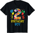 Kids 2 Birthday Boy Building Blocks 2nd Birthday Boys Kids Toddler Design 104