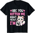 Kids 4th Birthday Shirt Girl 4yr Four 4 Year Old Kitten Cat Birthday Design 152