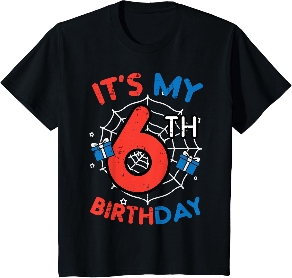 Kids It's My 6th Birthday Spider Web 6 Year Old Birthday Boys Kids Design 219