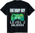 Kids Birthday Boy Level 2 Unlocked Gamer Controller 2nd Birthday Boys Design 118