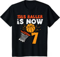 Kids This Baller Is Now 7 Basketball 7th Birthday Boys Kids Design 224