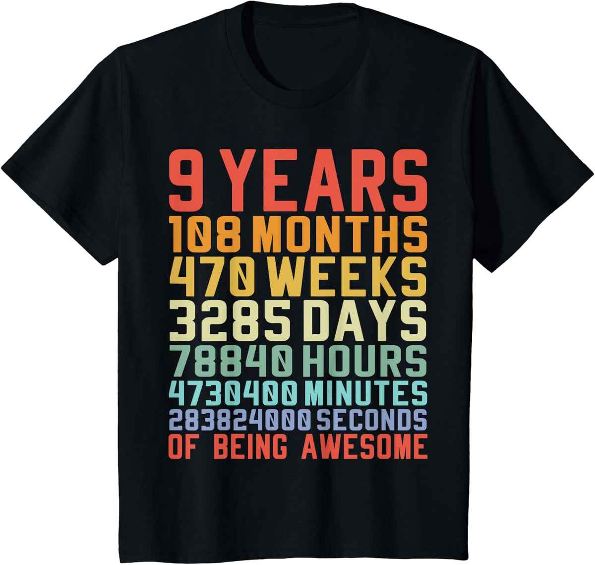 Kids 9 Years Old 9th Birthday Vintage Months Days Retro Birthday Gift Design 235