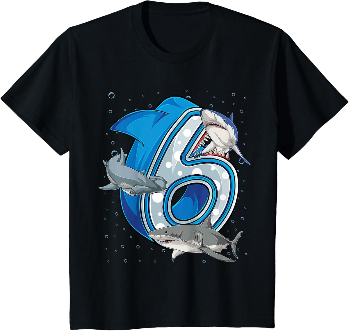 Kids 6th Birthday Boys Shark 6 years Old Ocean Shark Birthday Design 72