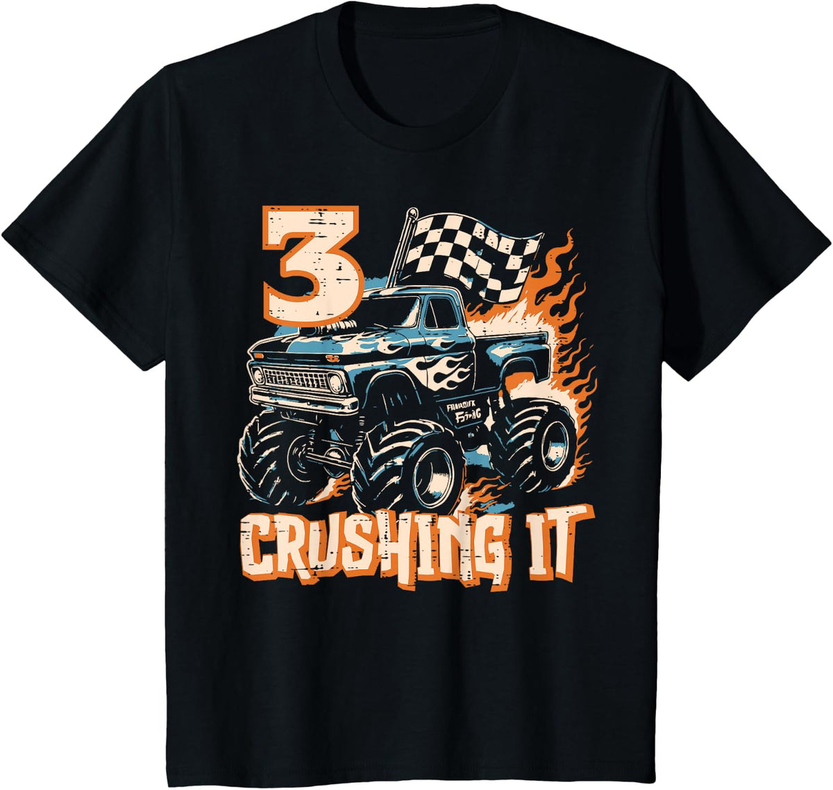 Kids 3 Crushing It Monster Truck Cool 3rd Birthday Boys Kids Design 371